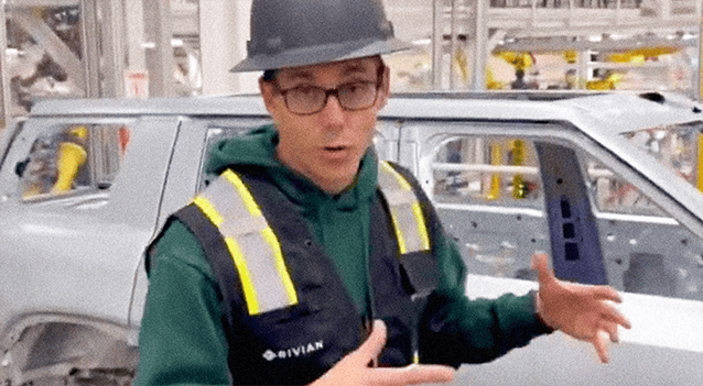 Rivian founder and CEO RJ Scaringe at the Illinois plant