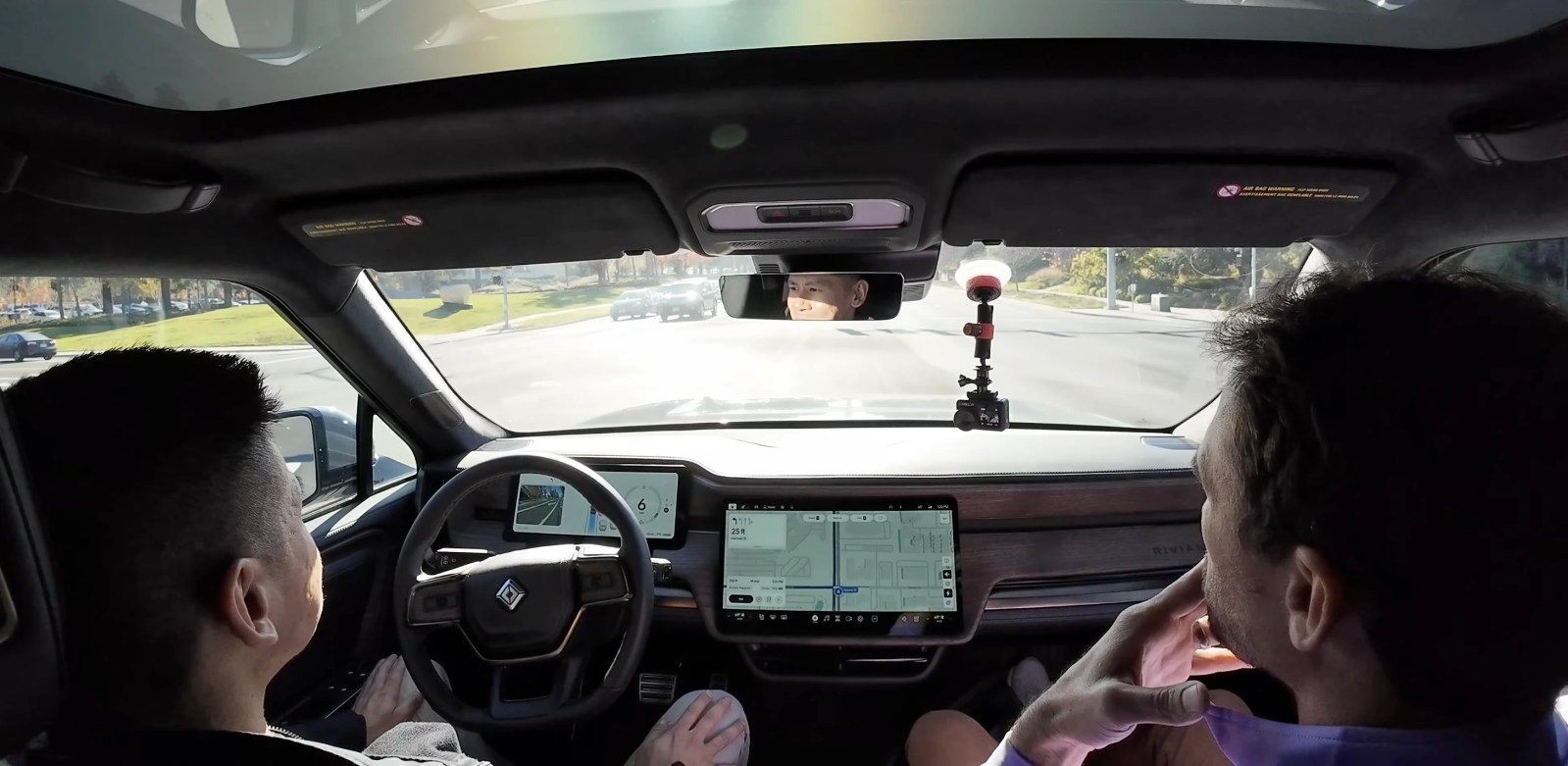 Rivian's autonomy test ride with YouTuber Gjeebs