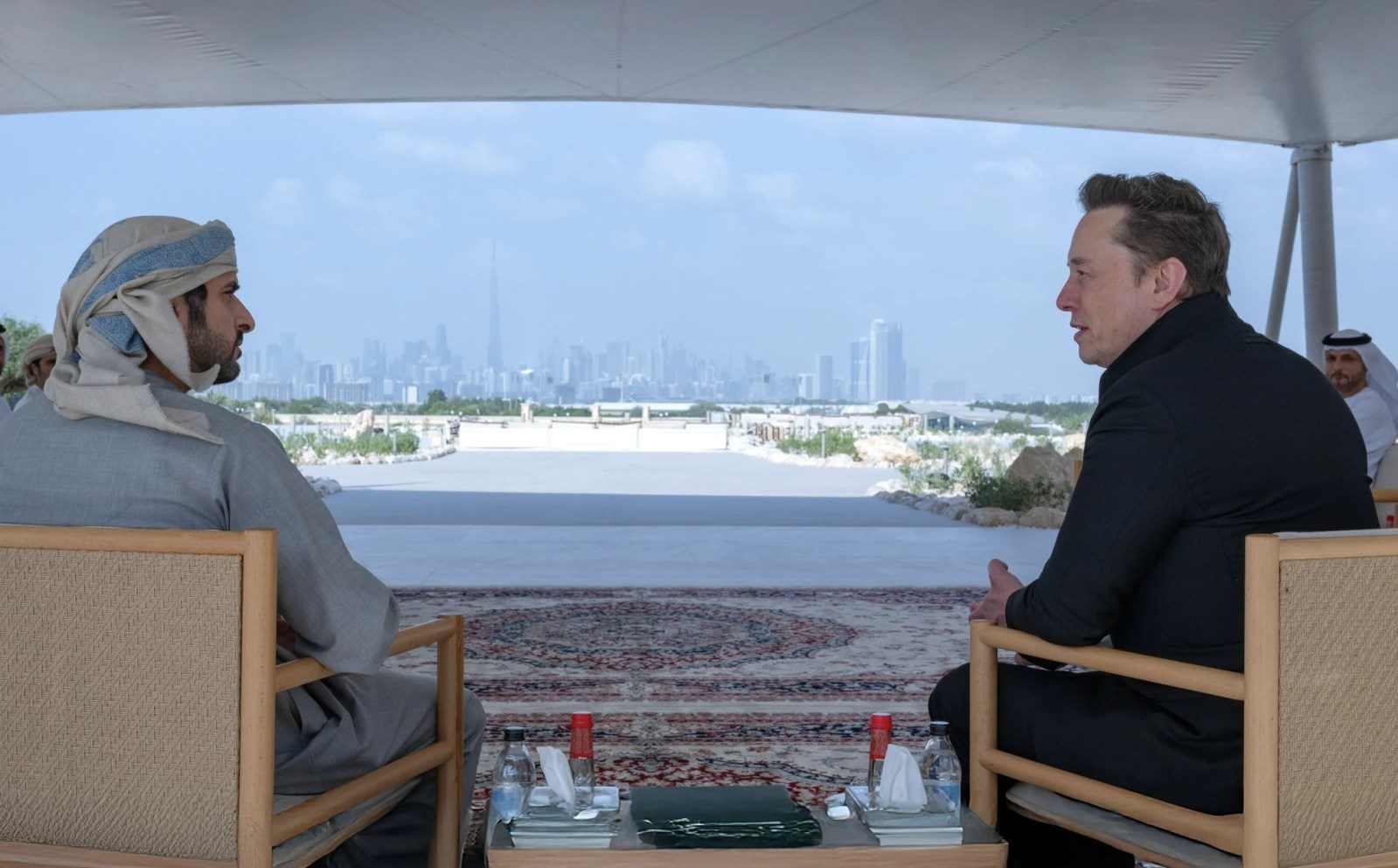 Elon Musk and Hamdan bin Mohamed, in Abu Dhabi
