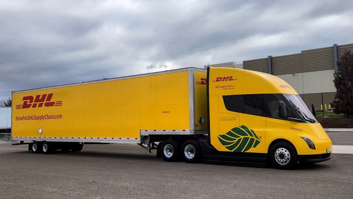 Tesla Semi in DHL Branding