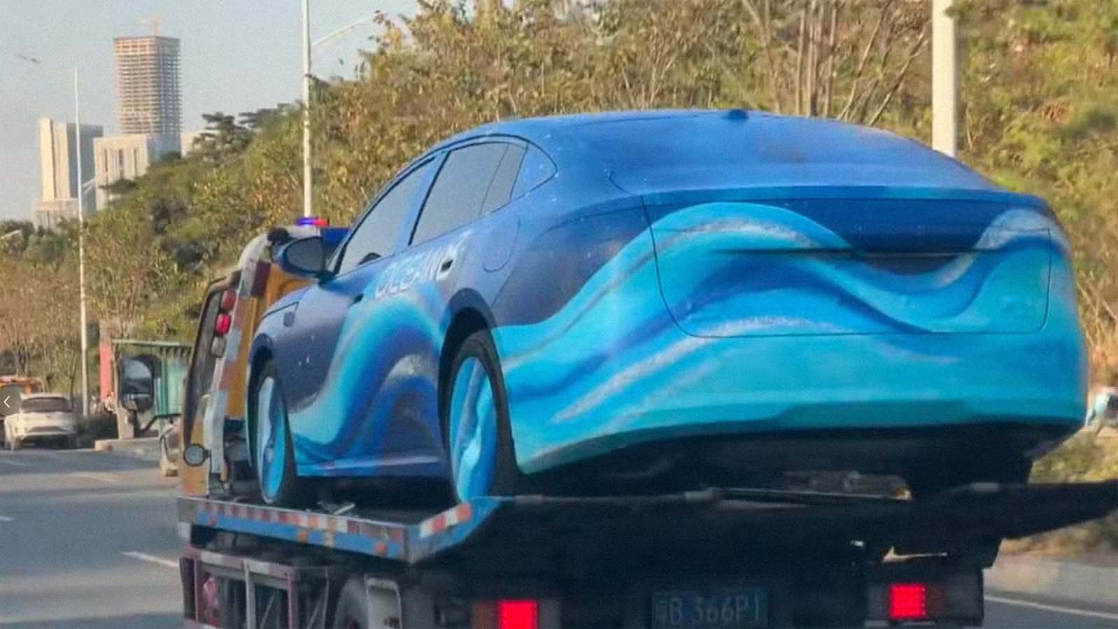 BYD Seal 08 being transported in China.