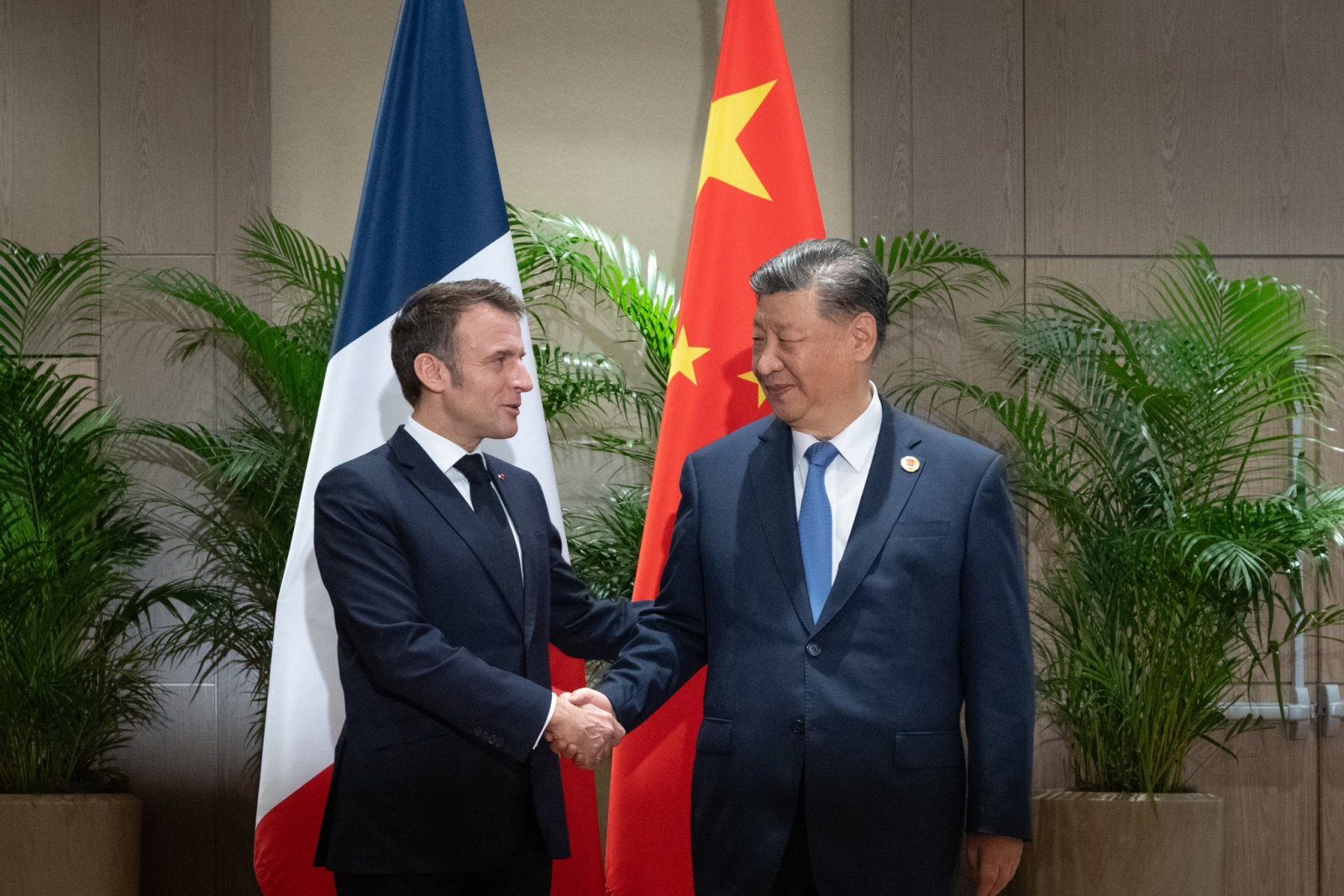 France's Emmanuel Macron and China's Xi Jiping
