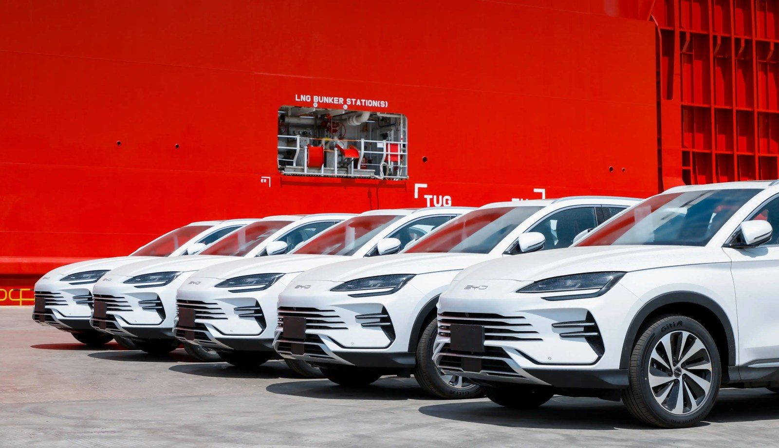 BYD shipping vehicles from China
