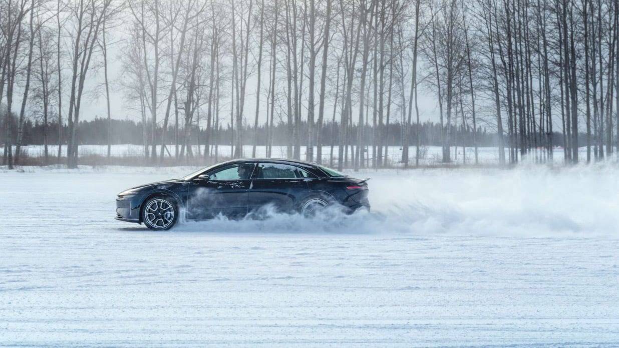 Lucid Air in Snow