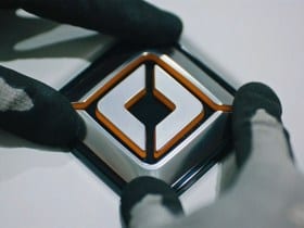 Rivian logo in the vehicle