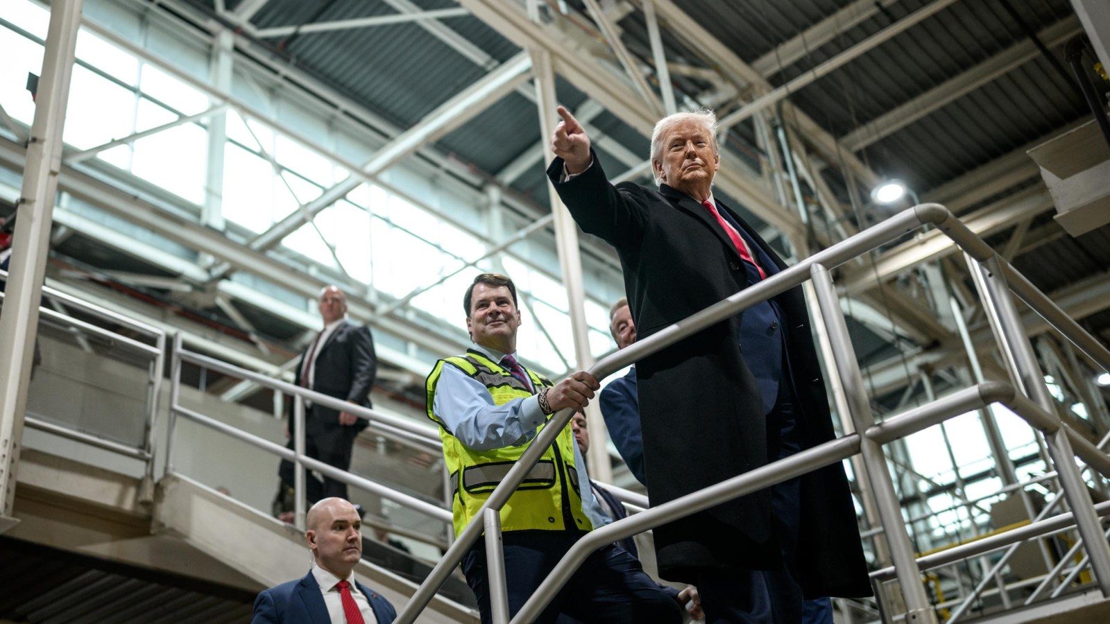 US President Donald Trump visiting Ford