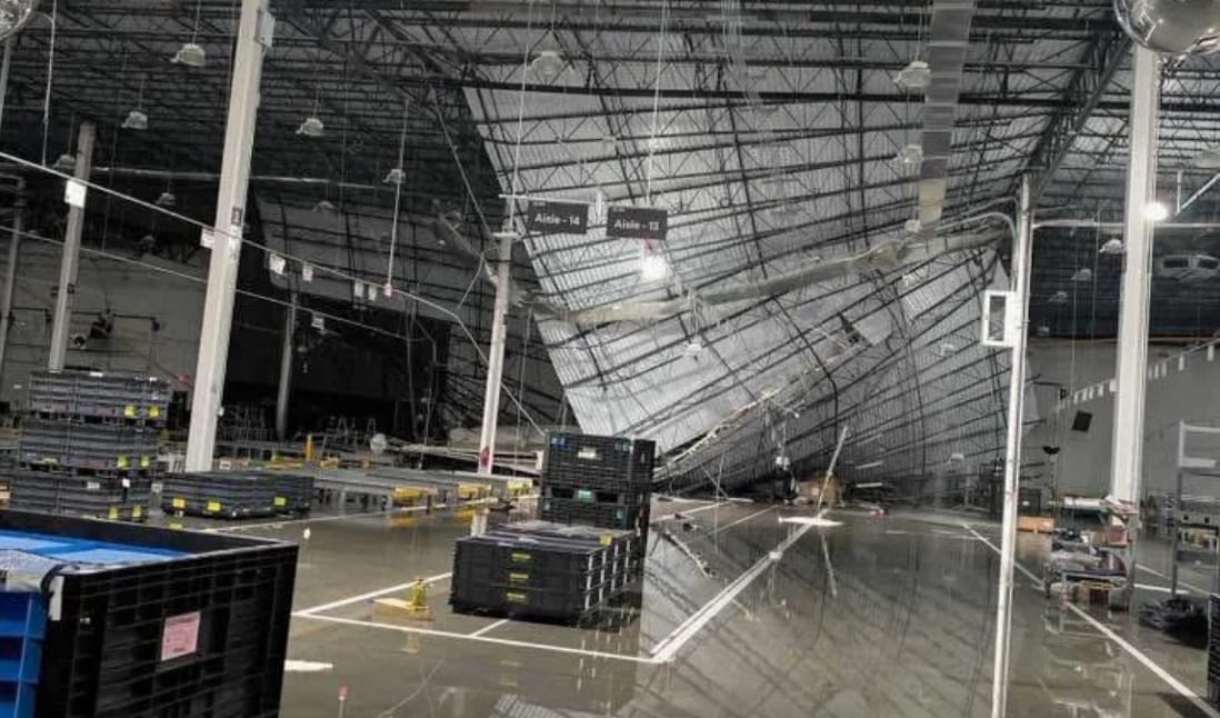 Rivian plant after storm