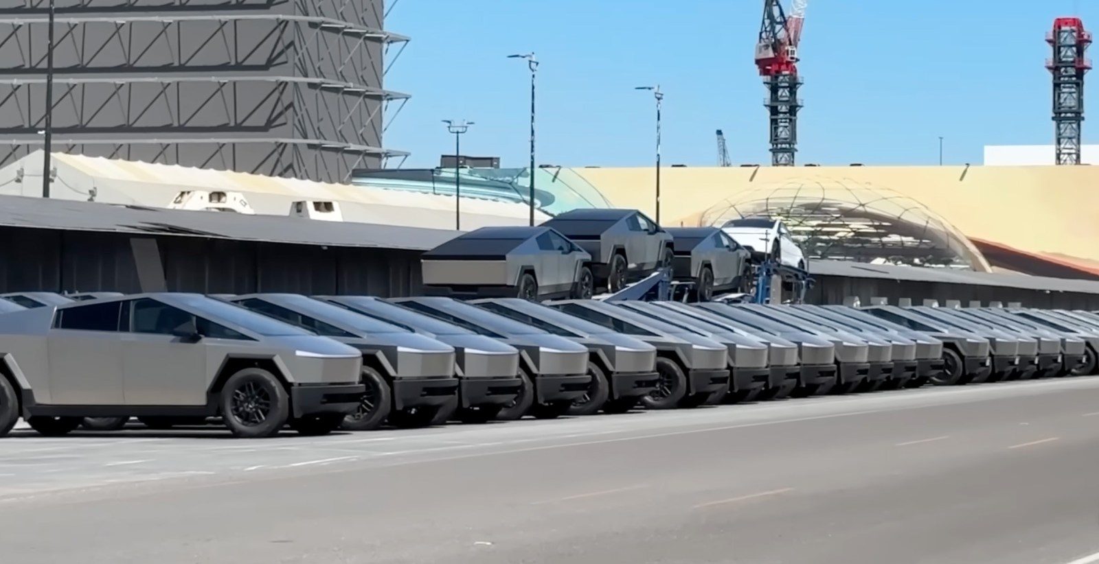 Tesla Cybertrucks at SpaceX Facilities