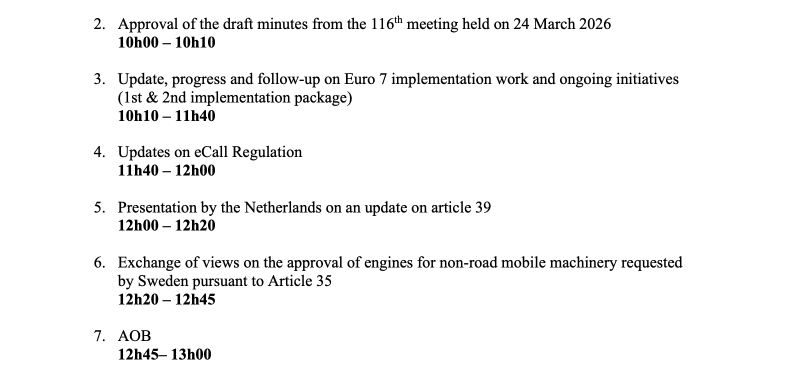EU Meeting Agenda