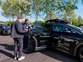 Nuro executive testing the Lucid and Uber Robotaxi