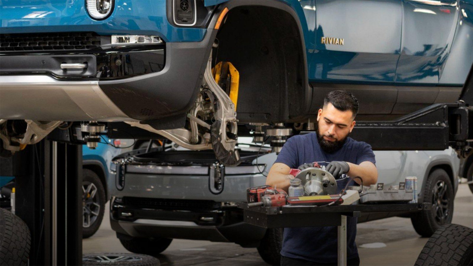 Rivian vehicle in the service