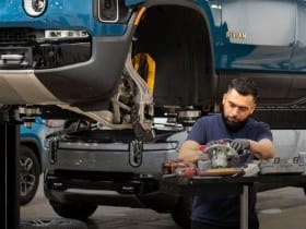 Rivian vehicle in the service