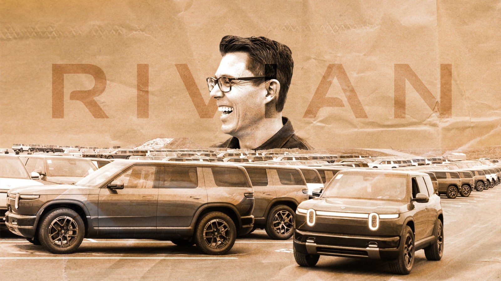 Rivian's founder and CEO RJ Scaringe with Rivian R2 SUV