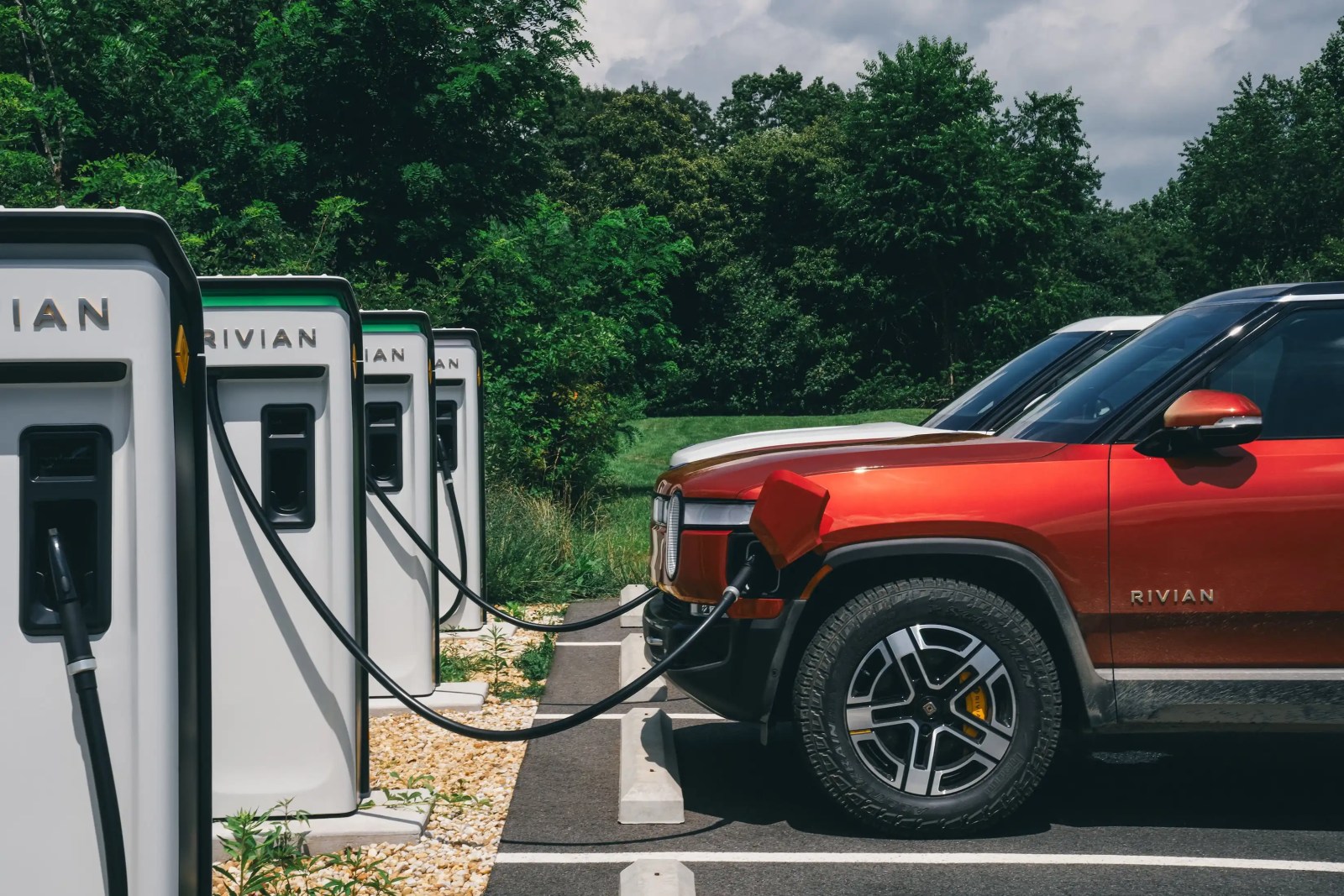 Rivian vehicles charging