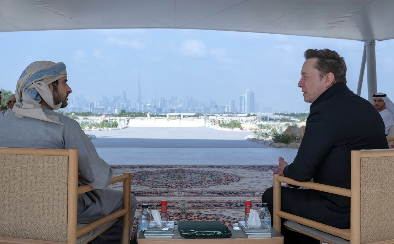 Elon Musk and Hamdan bin Mohamed, in Abu Dhabi