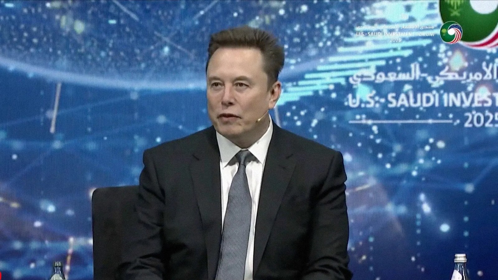 Tesla's Elon Musk speaking at a Saudi Arabia event
