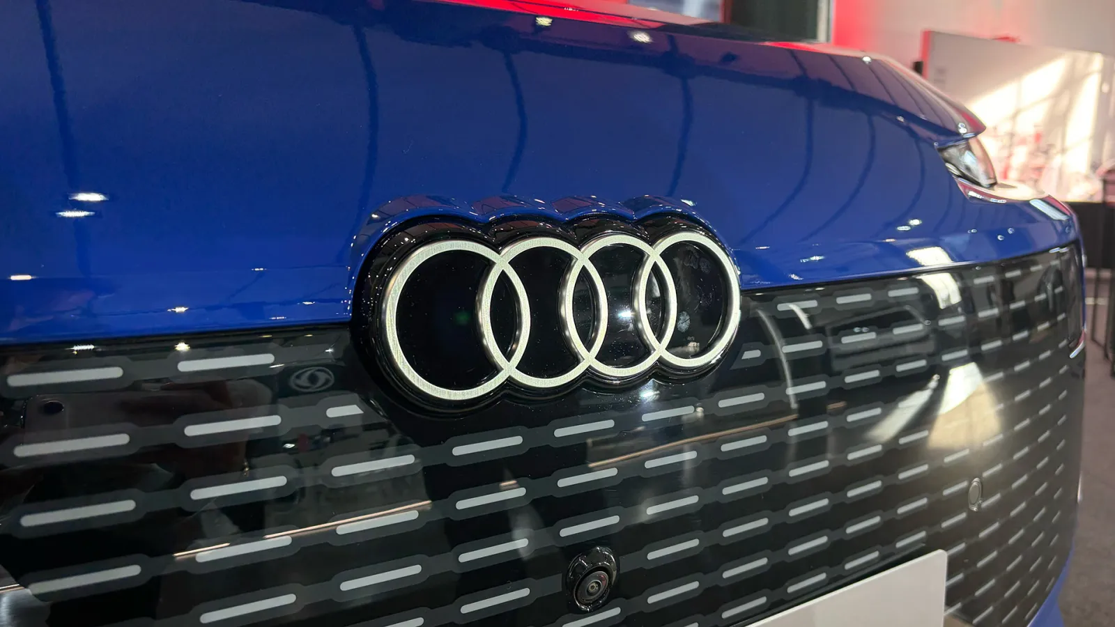 Audi logo in an A2 e-tron