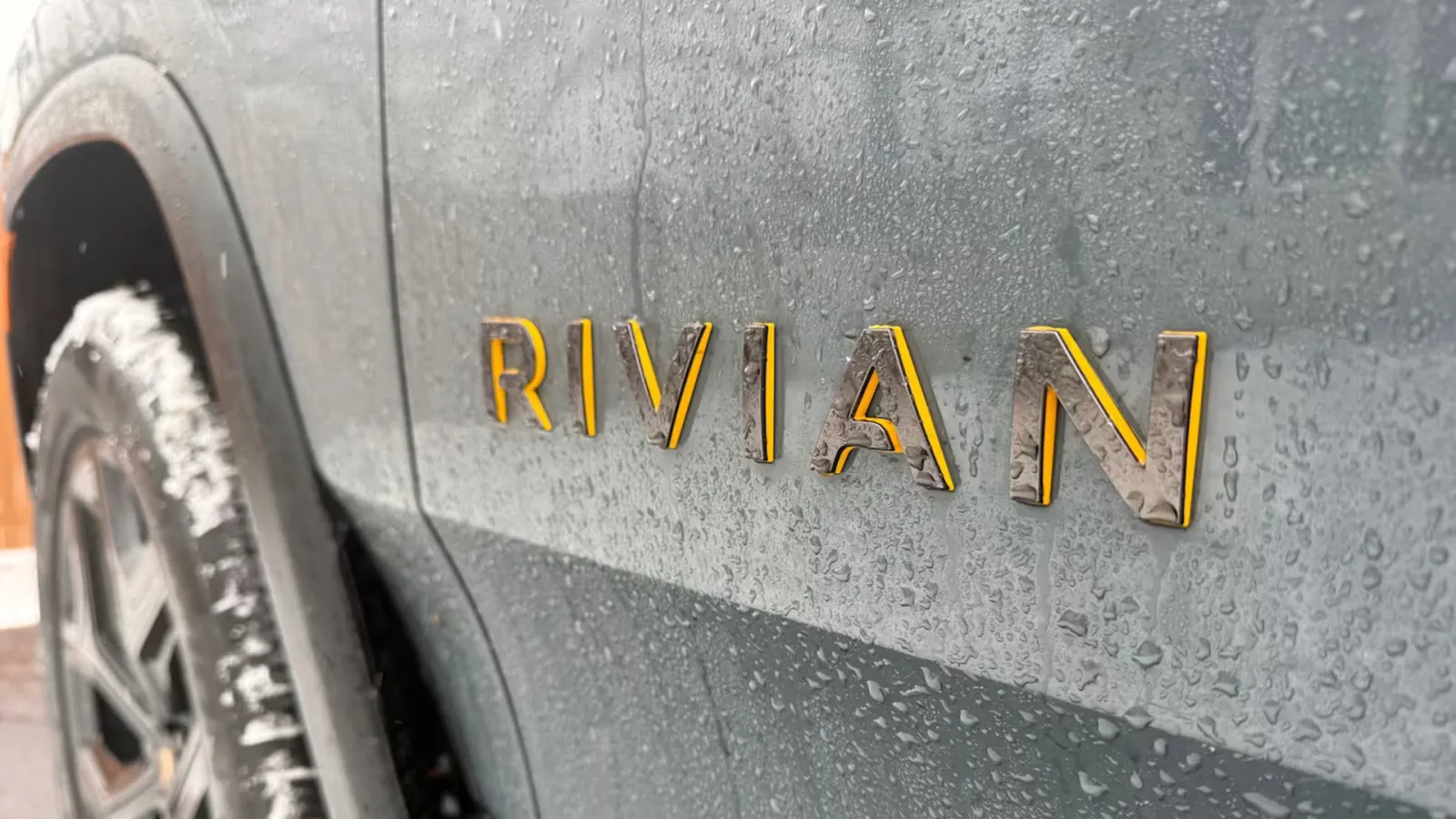 Rivian logo in a vehicle