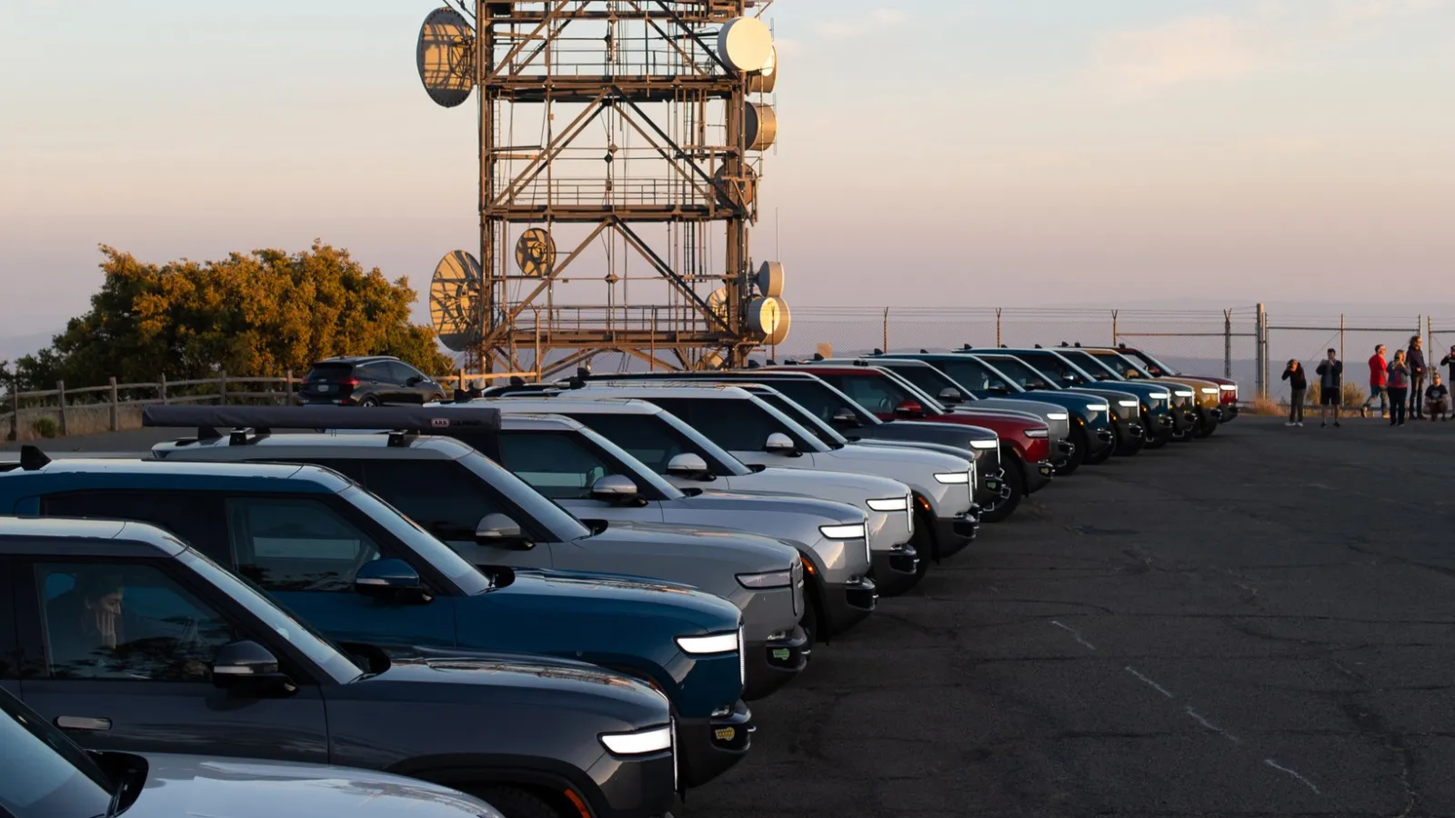 Rivian vehicles parked