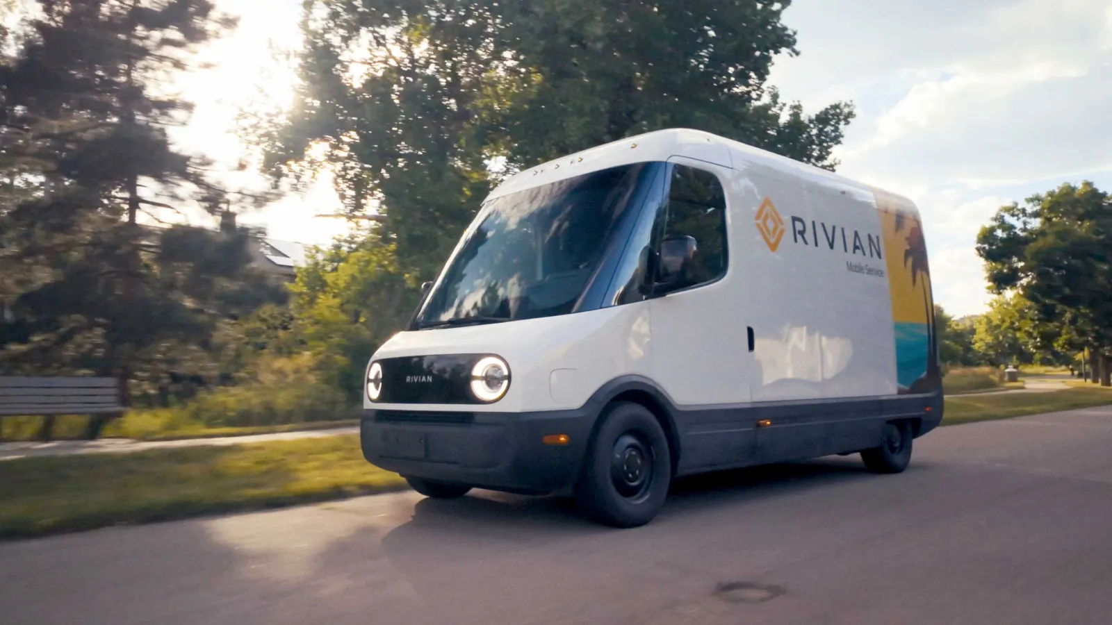 Rivian's commercial van driving in the US